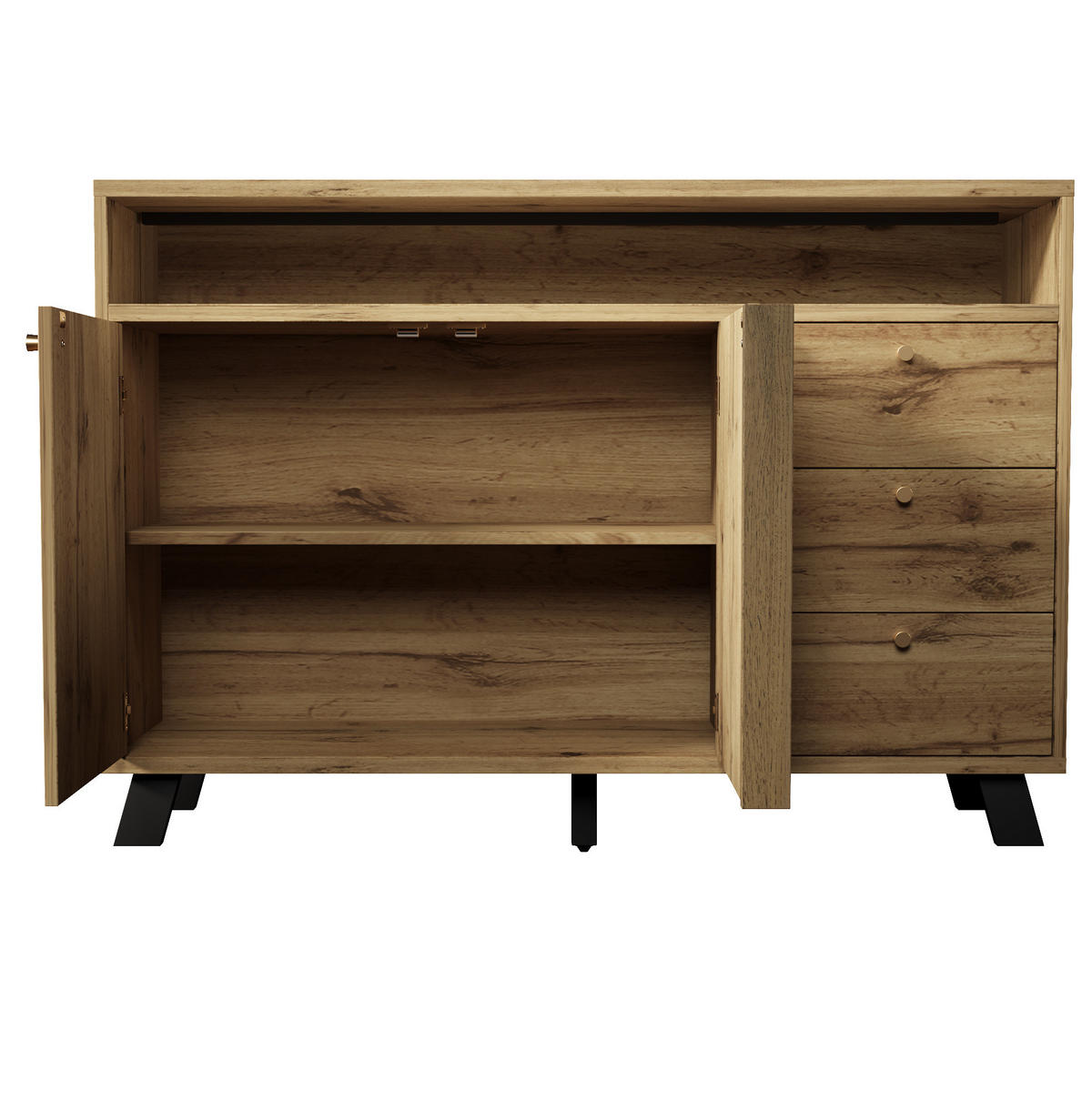 SIDEBOARD 120/40/85 cm mit 2 Türen, 3 Schubladen & offenem Fach in Dunkler Eiche - Braun, Holz (120/85/40cm) - BEAOK