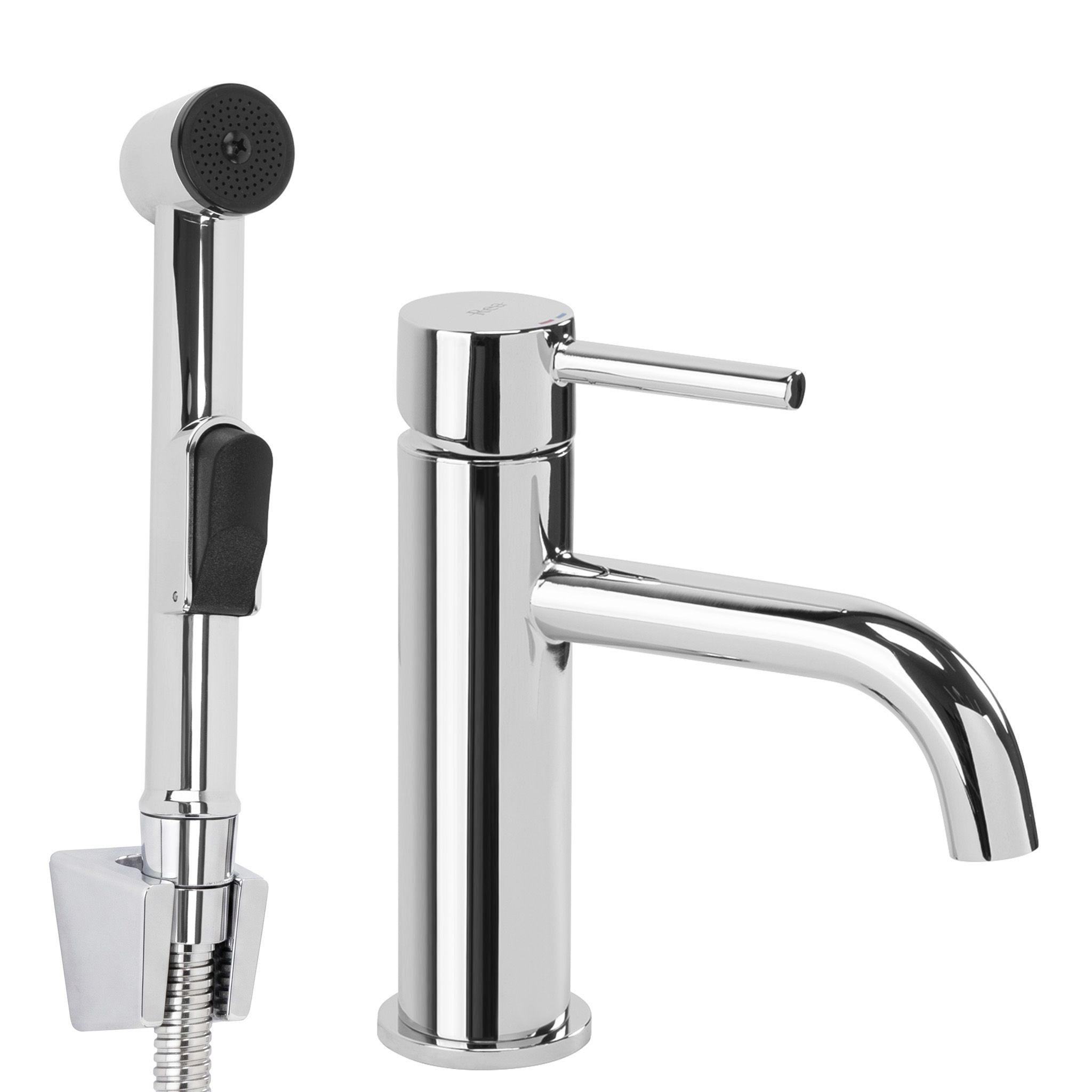 WASCHTISCHARMATUR Mit Bidetta Rea Lungo Chrome - Chromfarben, Metall (4/17/12cm) - REA