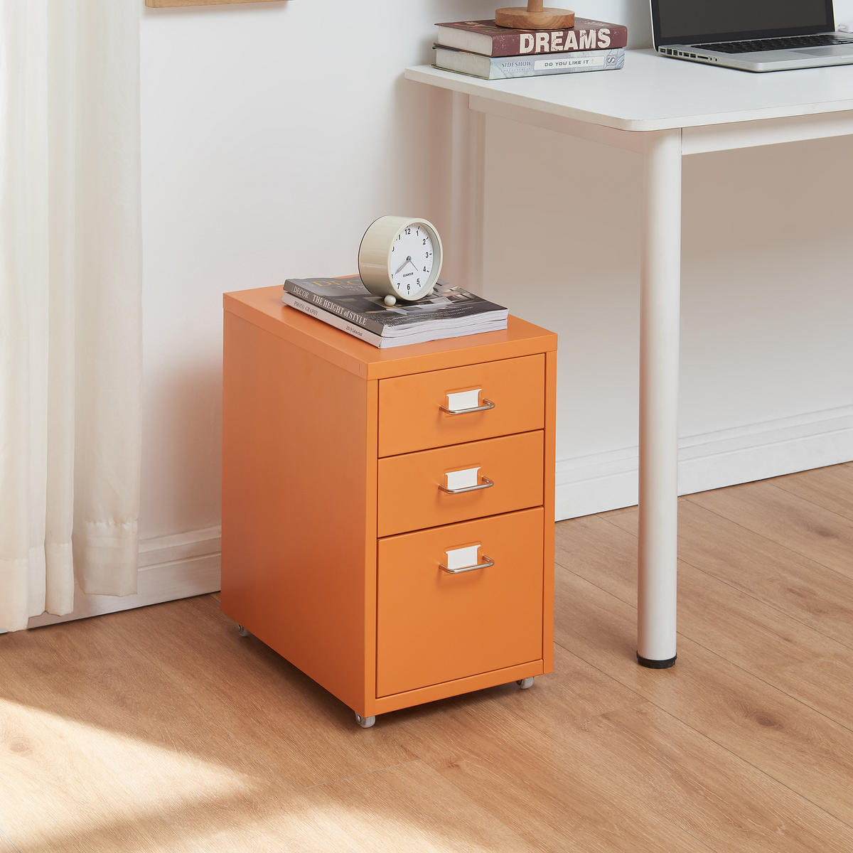 ROLLCONTAINER Kökar - Orange, Metall (28/48/41cm) - [en.casa]