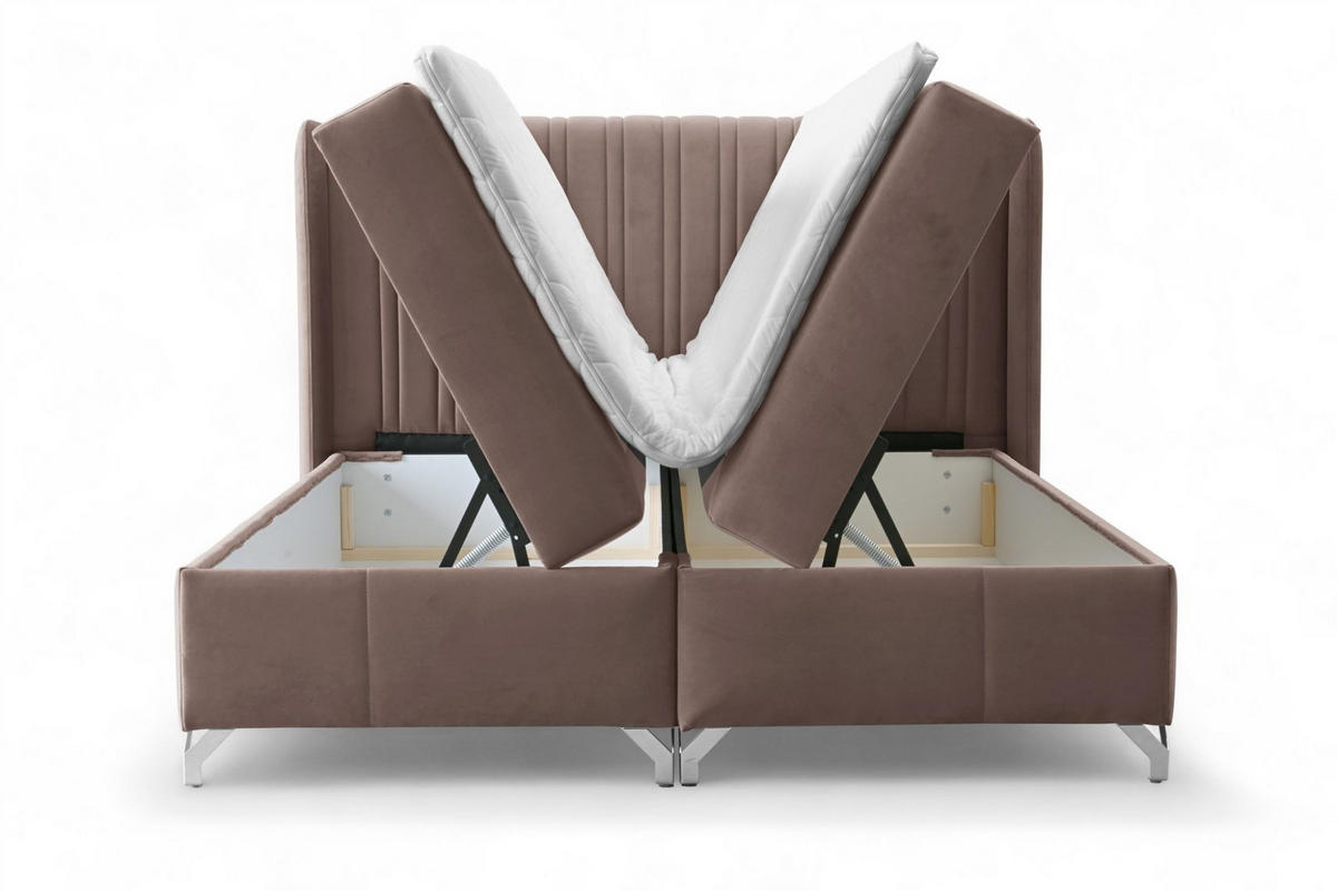 BOXBETT Damien - Dunkelbraun, Holzwerkstoff/Textil (180/200cm) - Fun Möbel
