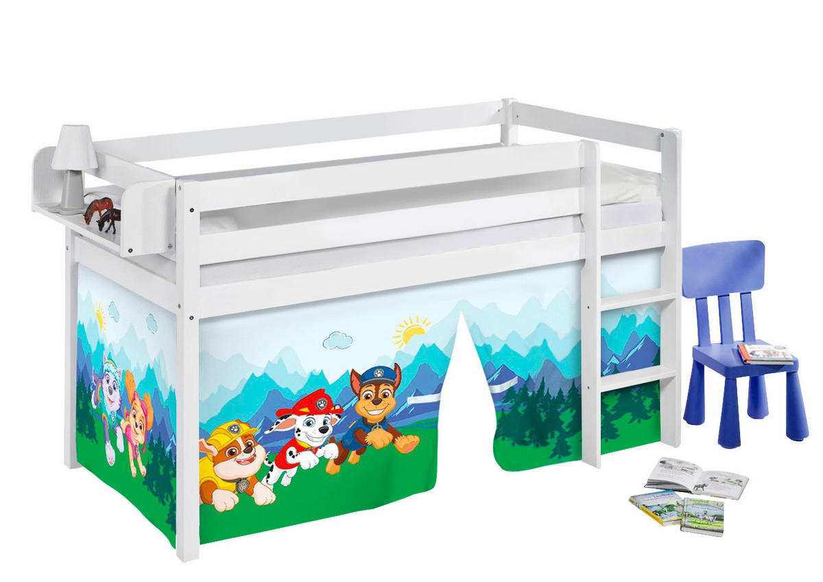 HOCHBETT Jelle Paw Patrol mit Vorhang - Weiß, Holz - Lilokids