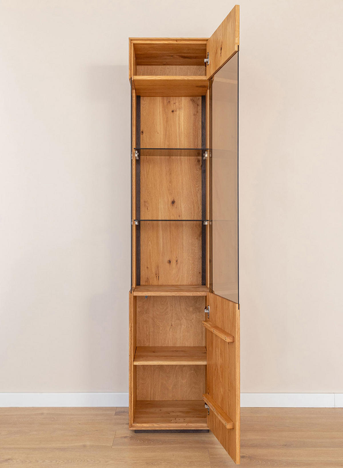 VITRINE Collodi Wildeiche Natur 43 / 37 / 205cm - Wildeiche/Eichefarben, Holz (43/205/37cm) - Feldmann-Wohnen