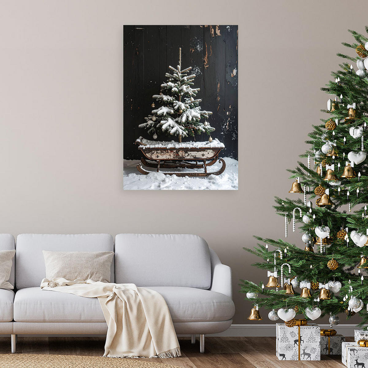LEINWANDBILD Weihnachten 60x90cm - Schwarz, Textil (60/90cm) - Feeby