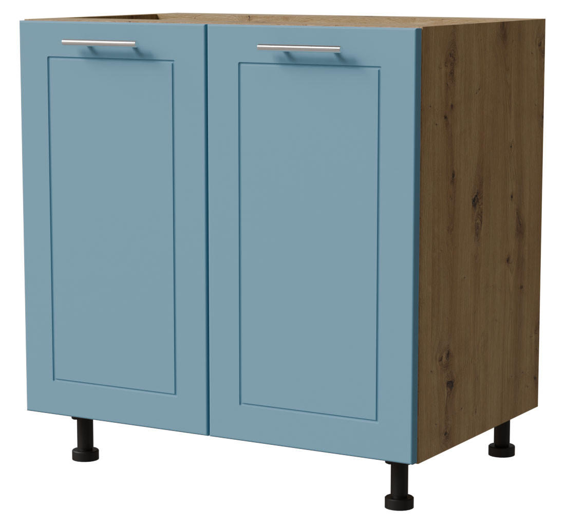 Feldmann-Wohnen Unterschrank Blau, Eiche Artisan 80x82x50 cm
