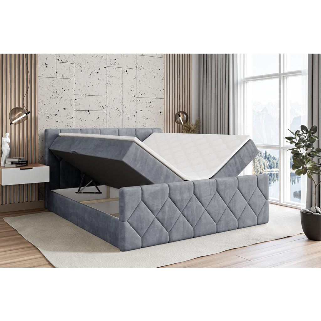 Thumbnail - Altdecor Boxbett, Grau, Holzwerkstoff, Höhe ca. 20 cm, 200x200 cm, Schlafzimmer, Betten, Boxspringbetten