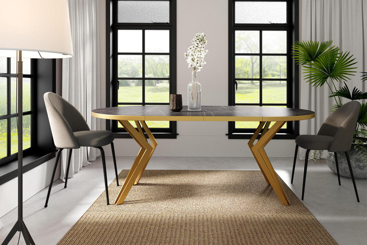 ESSTISCH RANDI Schwarz 100x176x76 cm - Schwarz, Holzwerkstoff (176/100/76cm) - FURNLUX