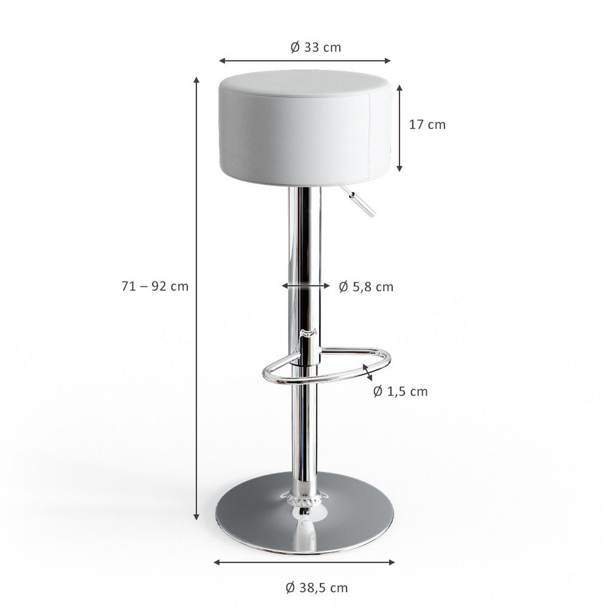 BARHOCKER 2ER SET Weiß 33 x 92 cm 2 Teilig - Weiß, Metall (33/92/33cm) - Vicco