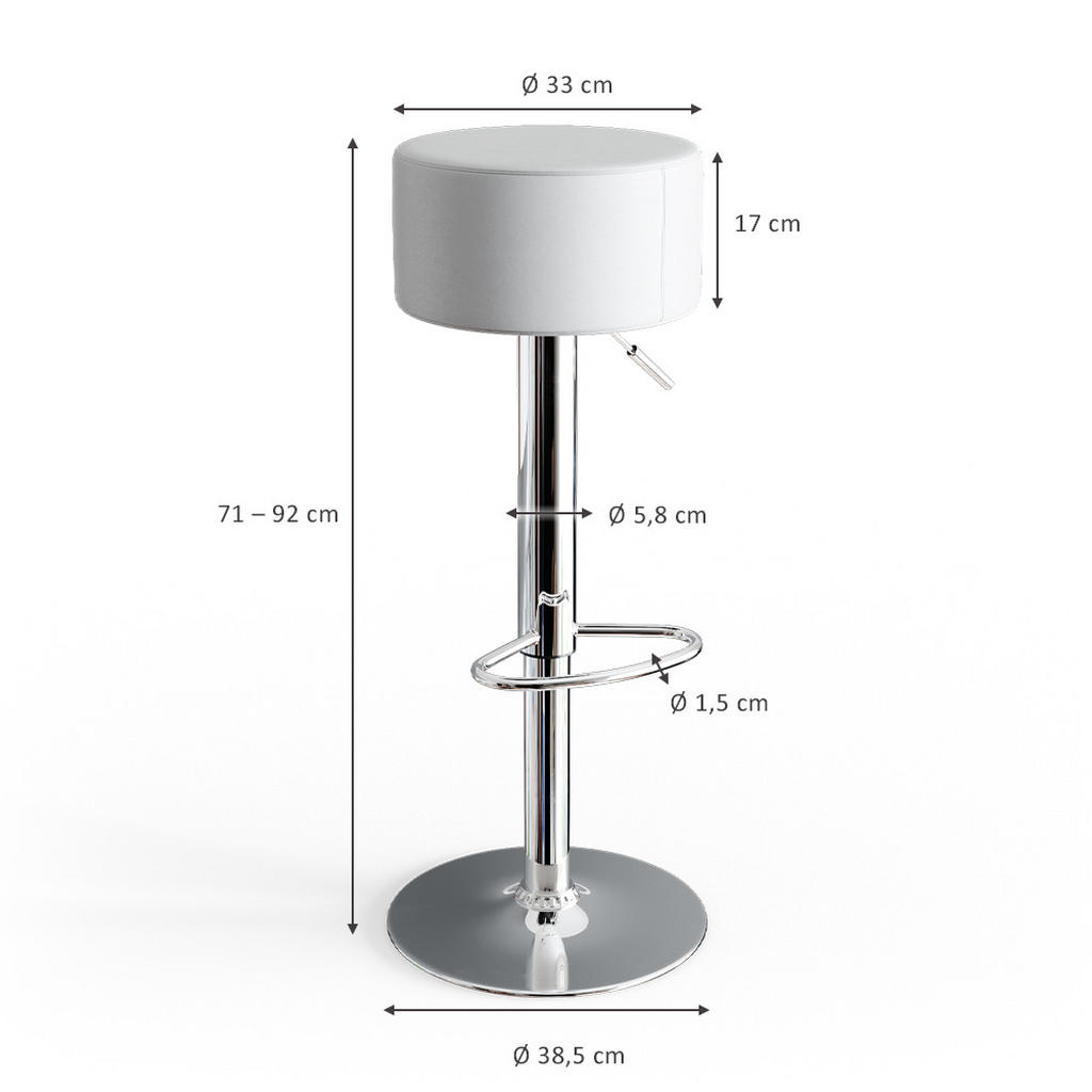 Thumbnail - Vicco Barhocker, Weiß, Metall, Rechteckig, 33x92x33 cm, Esszimmer, Barmöbel, Barhocker