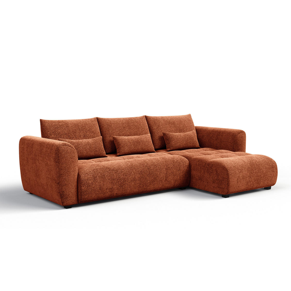 ECKSOFA SORENO 4-Sitzer, orange - Schwarz/Orange, Holz/Textil (293/171cm) - Courtois Laville
