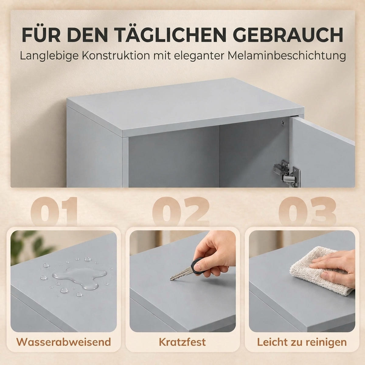 KÜCHENSCHRANK Spanplatte Grau - Alufarben/Grau, Holzwerkstoff/Metall (35/180/40cm) - HOMCOM