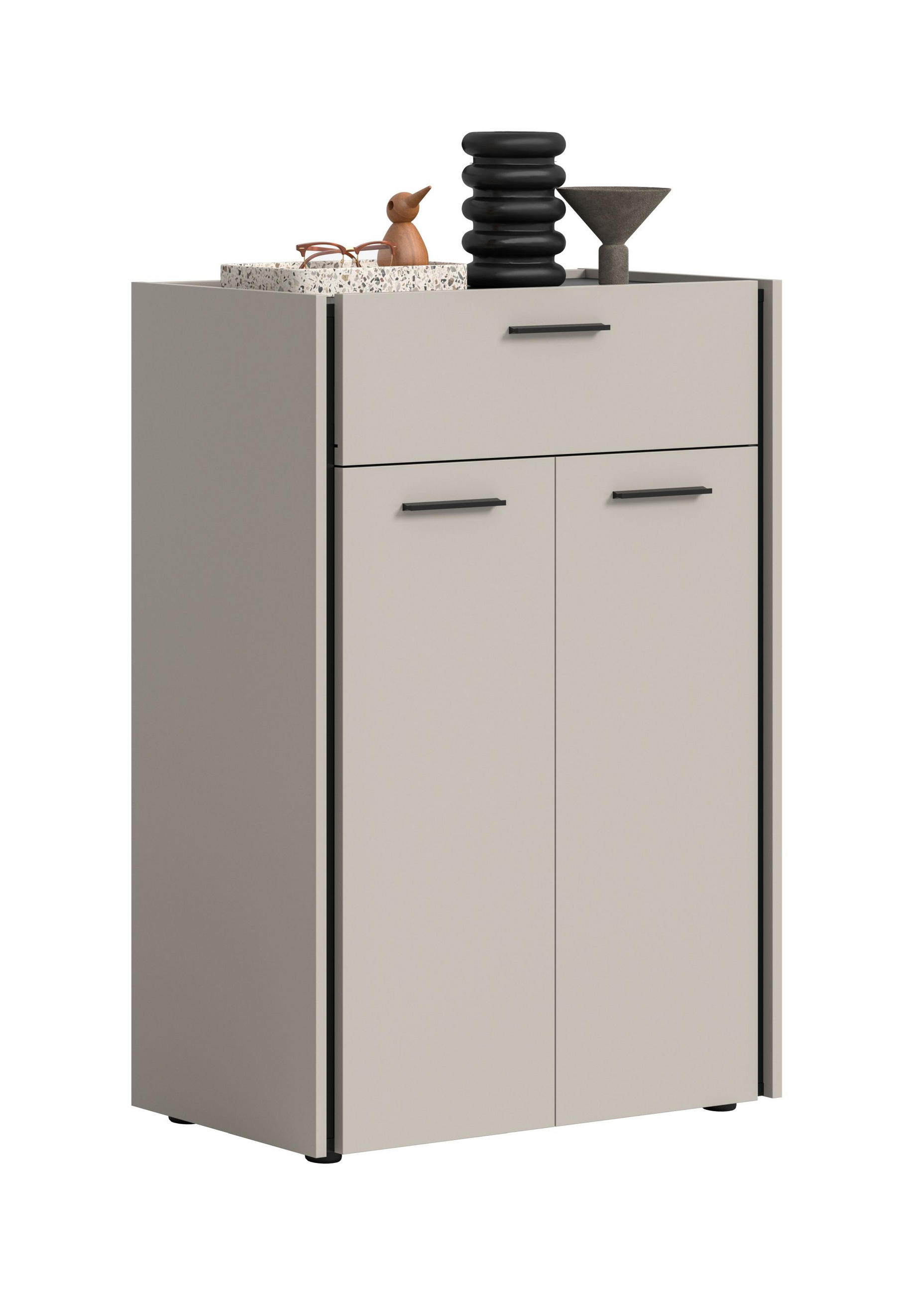 SCHUHKOMMODE Emil Kaschmir 75/37/106 cm - Beige, Holzwerkstoff (75/106/37cm) - Xonox