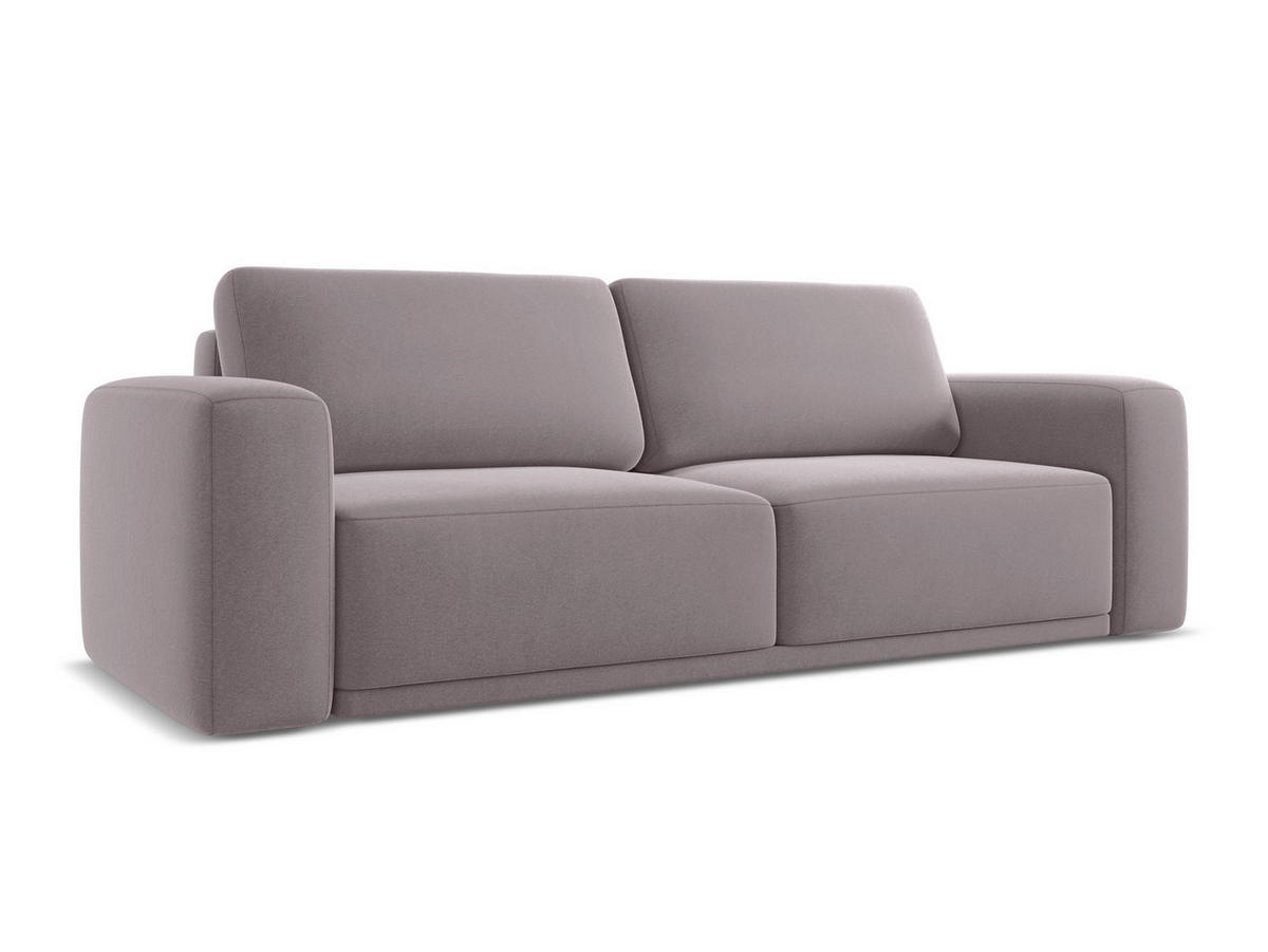 3-SITZER SOFA mit Schlaffunktion Samt Stoff Violett - Lila/Flieder, Kunststoff/Textil (242/91/100cm) - Makamii