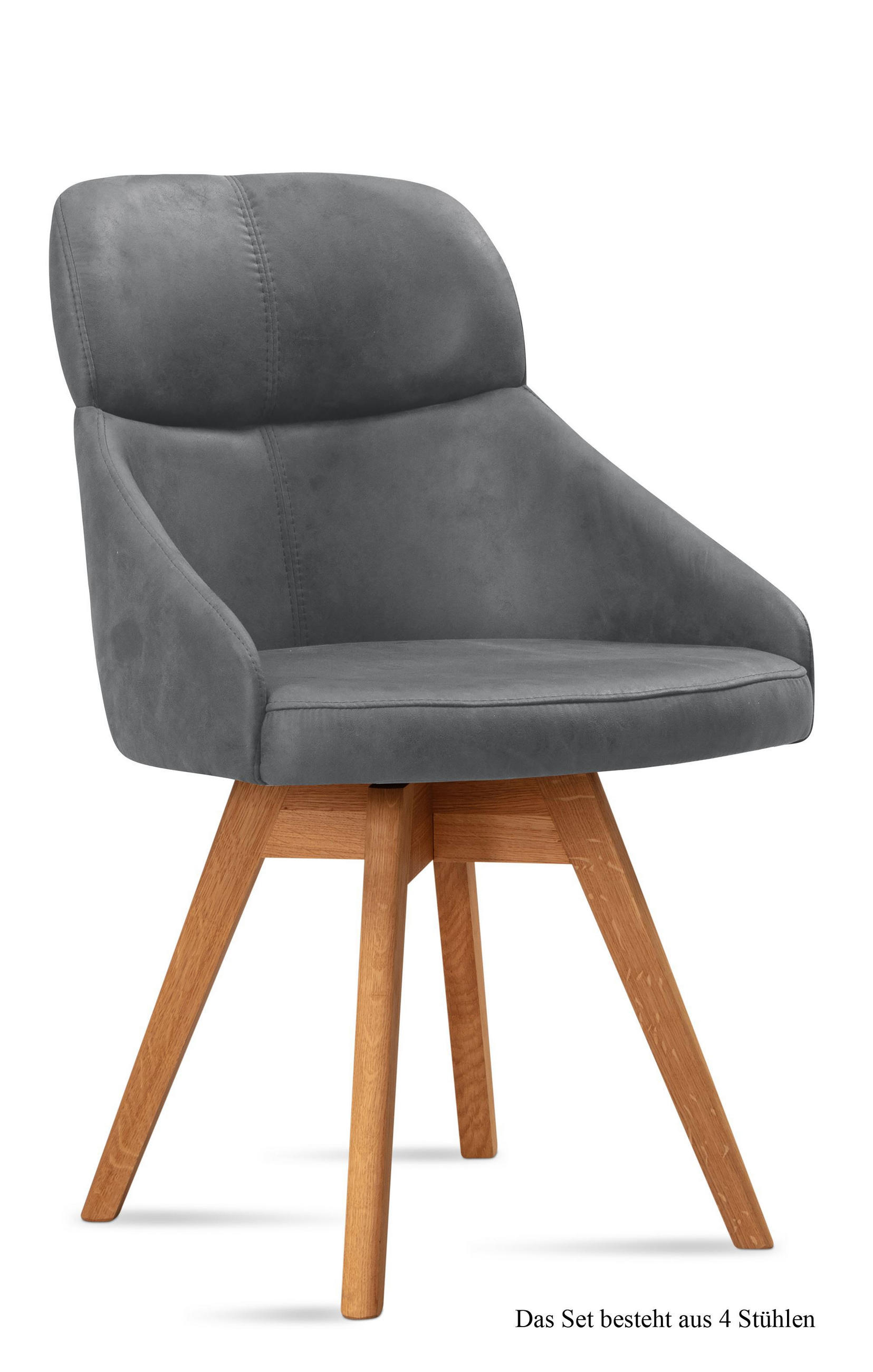 ESSZIMMERSTUHL drehbar (4er-Set) Drala 52x82x63 Eiche geölt/Grau - Eichefarben/Grau, Kunststoff (63/82/52cm) - 58aufmkessel