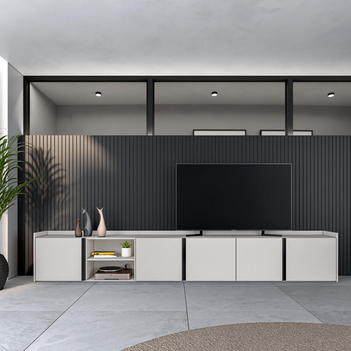 LOWBOARD, Beige, 309/35/50cm - Beige, Holzwerkstoff (309/50/35cm) - Skraut Home