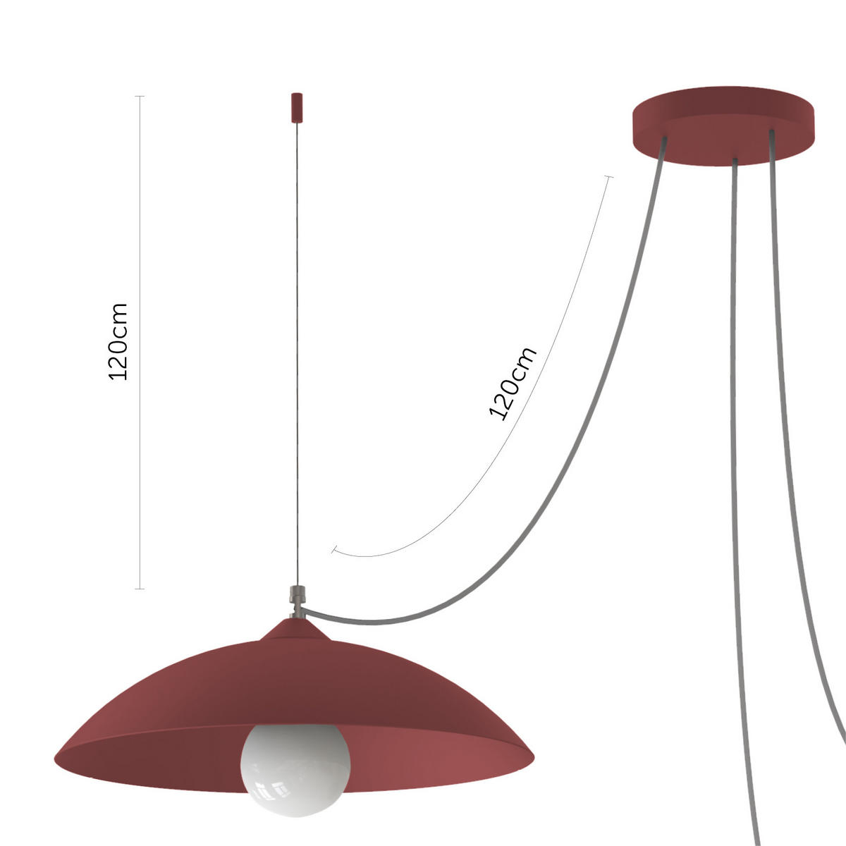 HÄNGELEUCHTE Dream X3 - Rot, Metall (40/40/9cm) - Lumicom