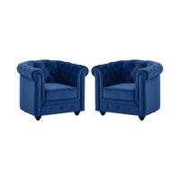 SESSEL 2er-Set - Samt - Dunkelblau - CHESTERFIELD - Blau, Textil (78/72/85cm) - Vente-Unique