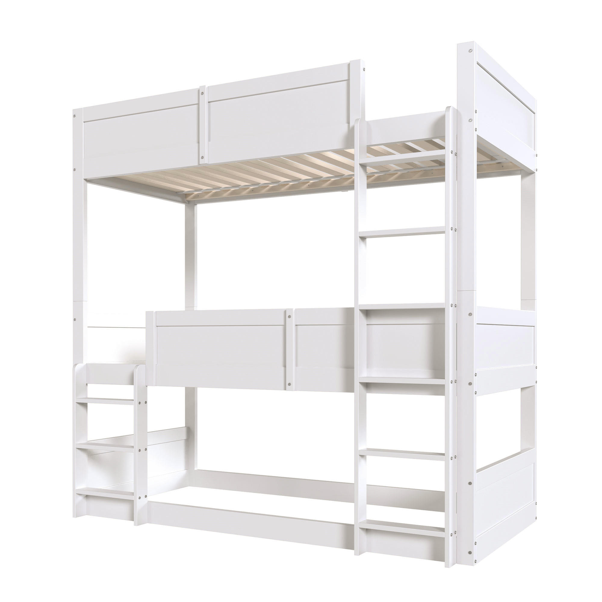 ETAGENBETT 90x200 cm 3 Ebenen weiß - Weiß, Holz (90/200cm) - LEBENLANG