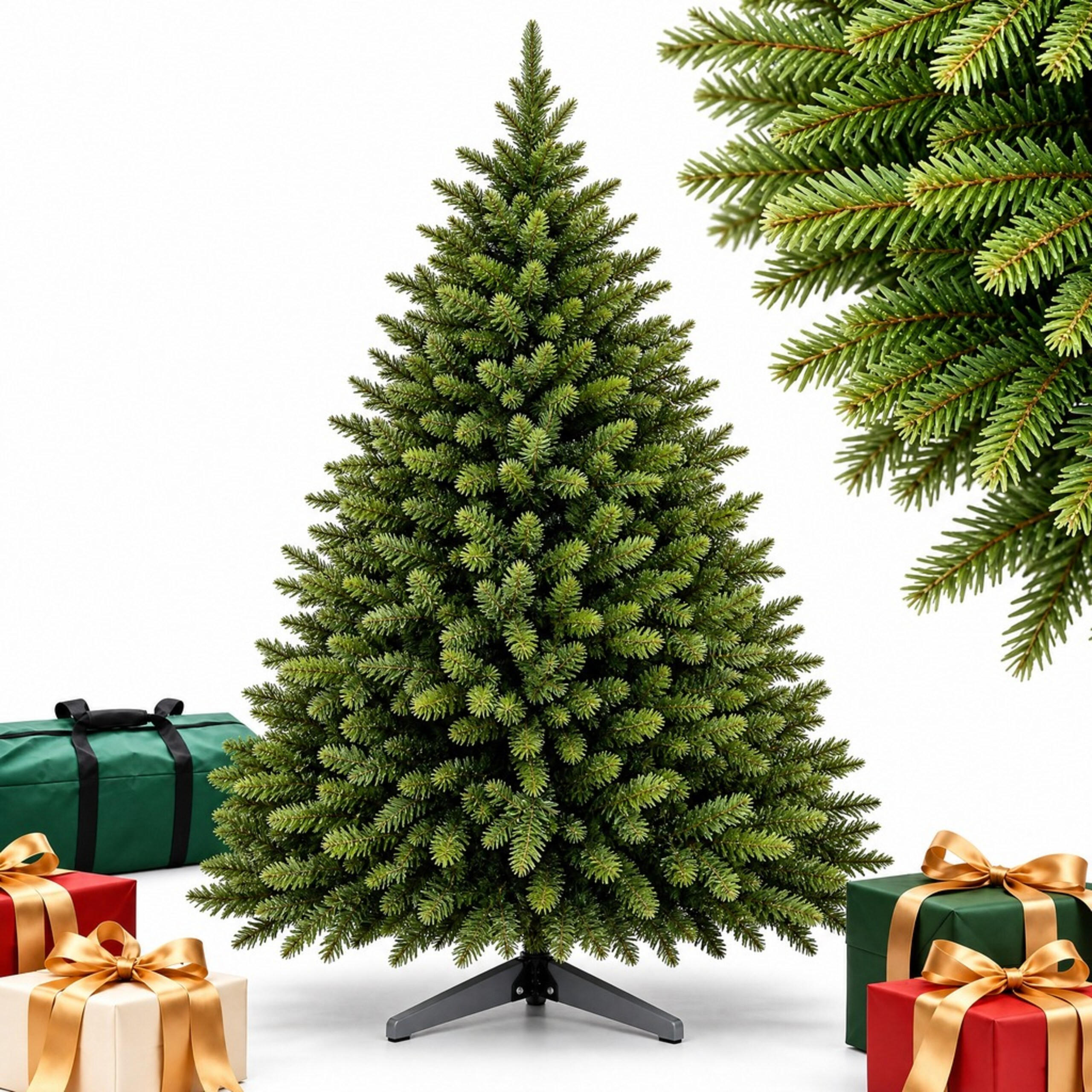 WEIHNACHTSBAUM Grün künstlich Nordmanntanne 180 cm ohne Beleuchtung - Dunkelgrün, Holz/Kunststoff (180cm) - Relaxdays