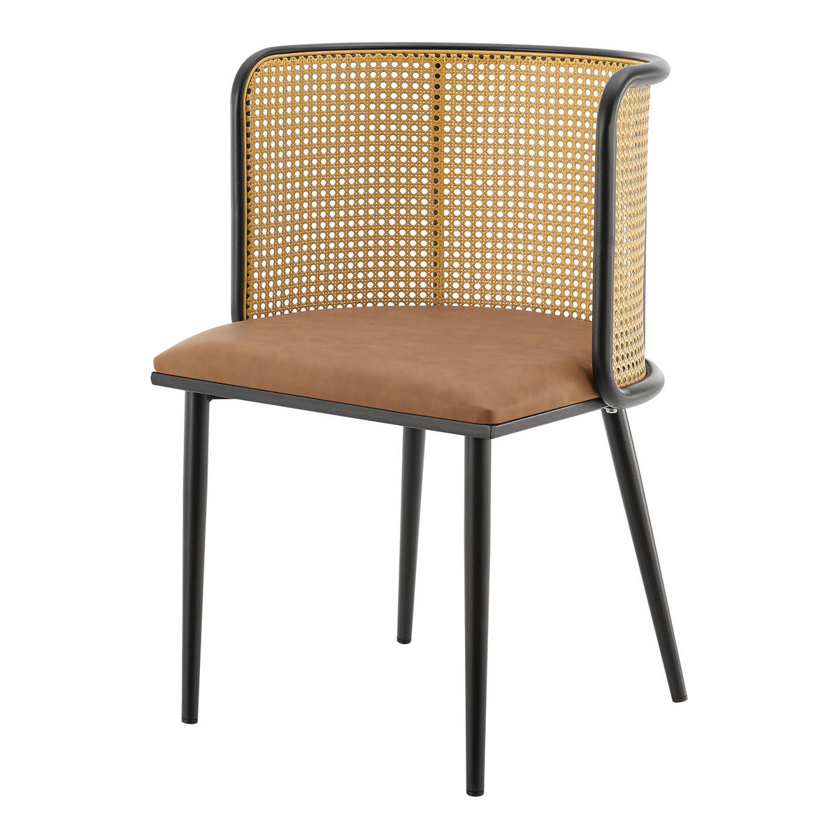 ESSZIMMERSTUHL-SET 2 TLG. Flen - Schwarz/Braun, Kunststoff/Textil (52/75/49cm) - [en.casa]