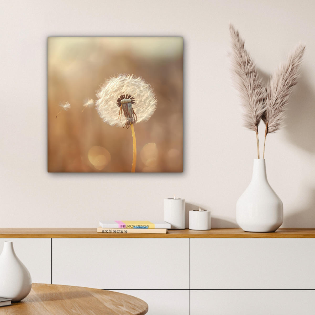 LEINWANDBILD Löwenzahn - Beige - Natur - Blume 50x50 cm - Hellbraun, Textil (50/50cm) - MuchoWow