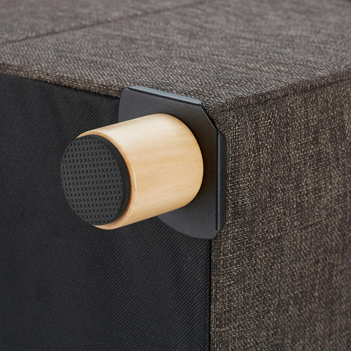 SITZHOCKER - Braun, Holzwerkstoff/Textil (38/40/38cm) - Relaxdays