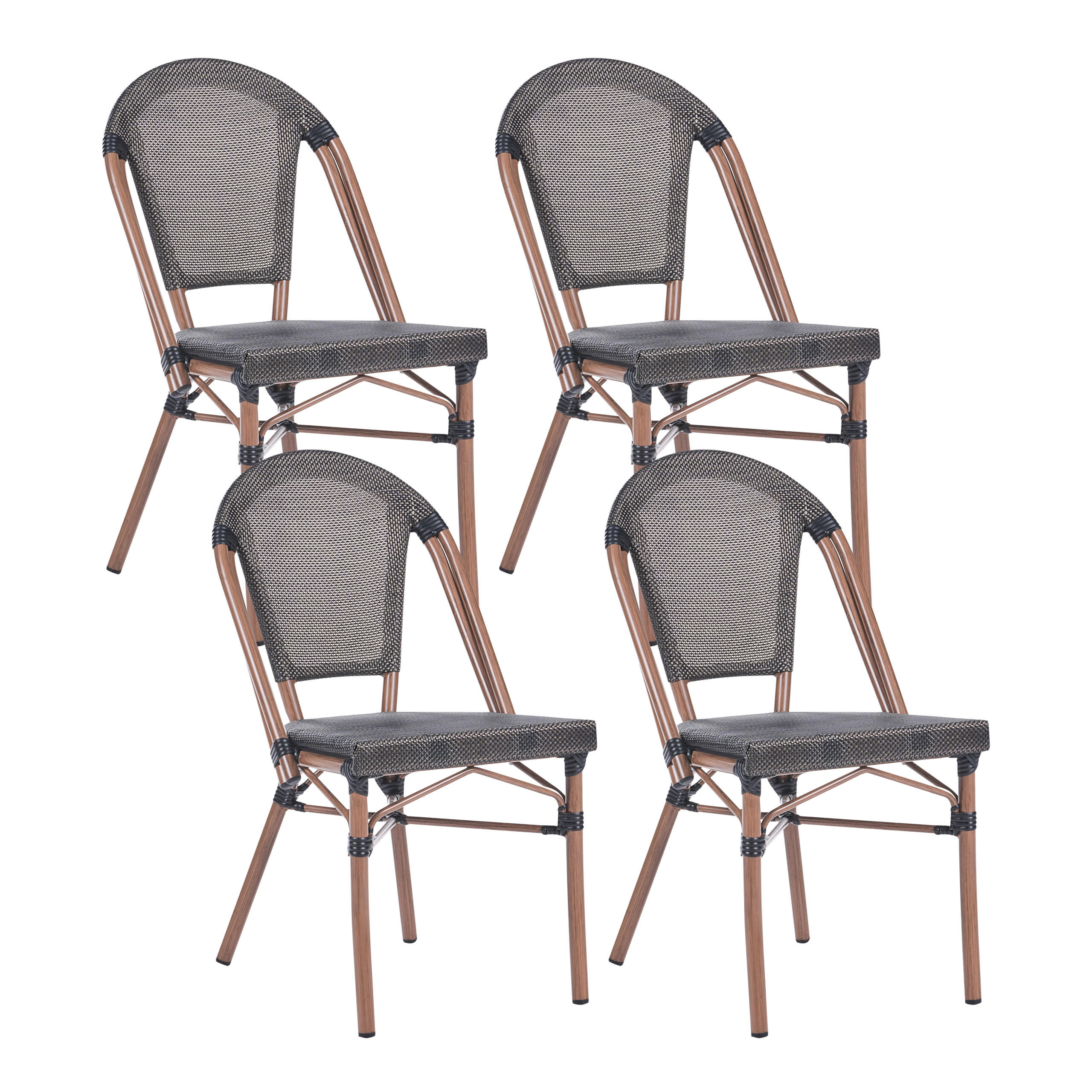 GARTENSTUHL 4er-Set Polyrattan Grau Rifreddo - Grau, Kunststoff (46/88/57cm) - Beliani