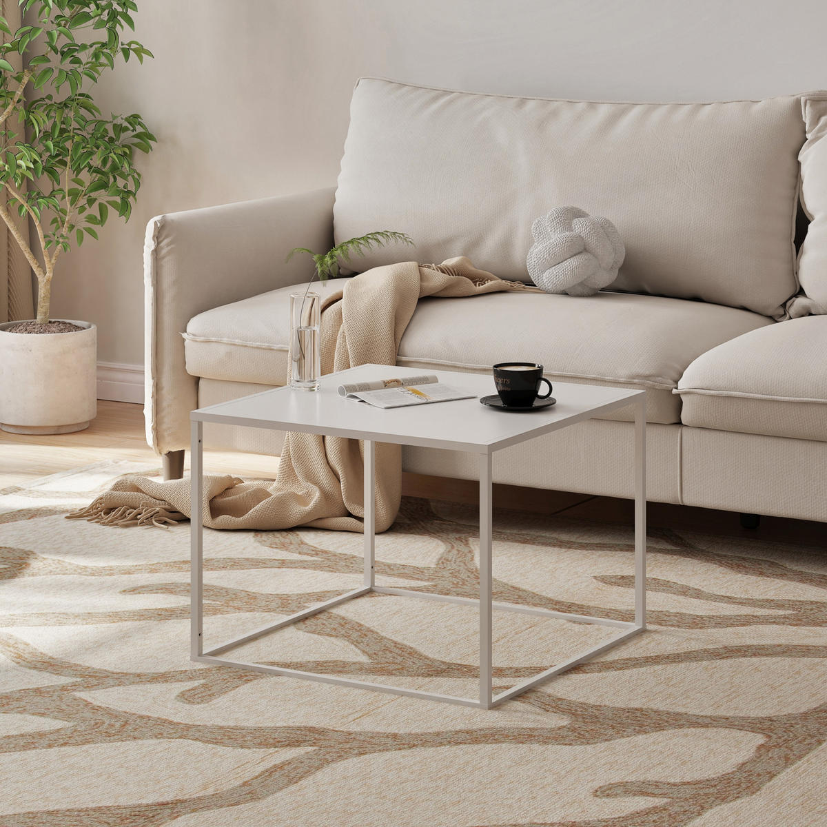COUCHTISCH Solund 60/60/45 cm - Weiß, Metall (60/60/45cm) - [en.casa]
