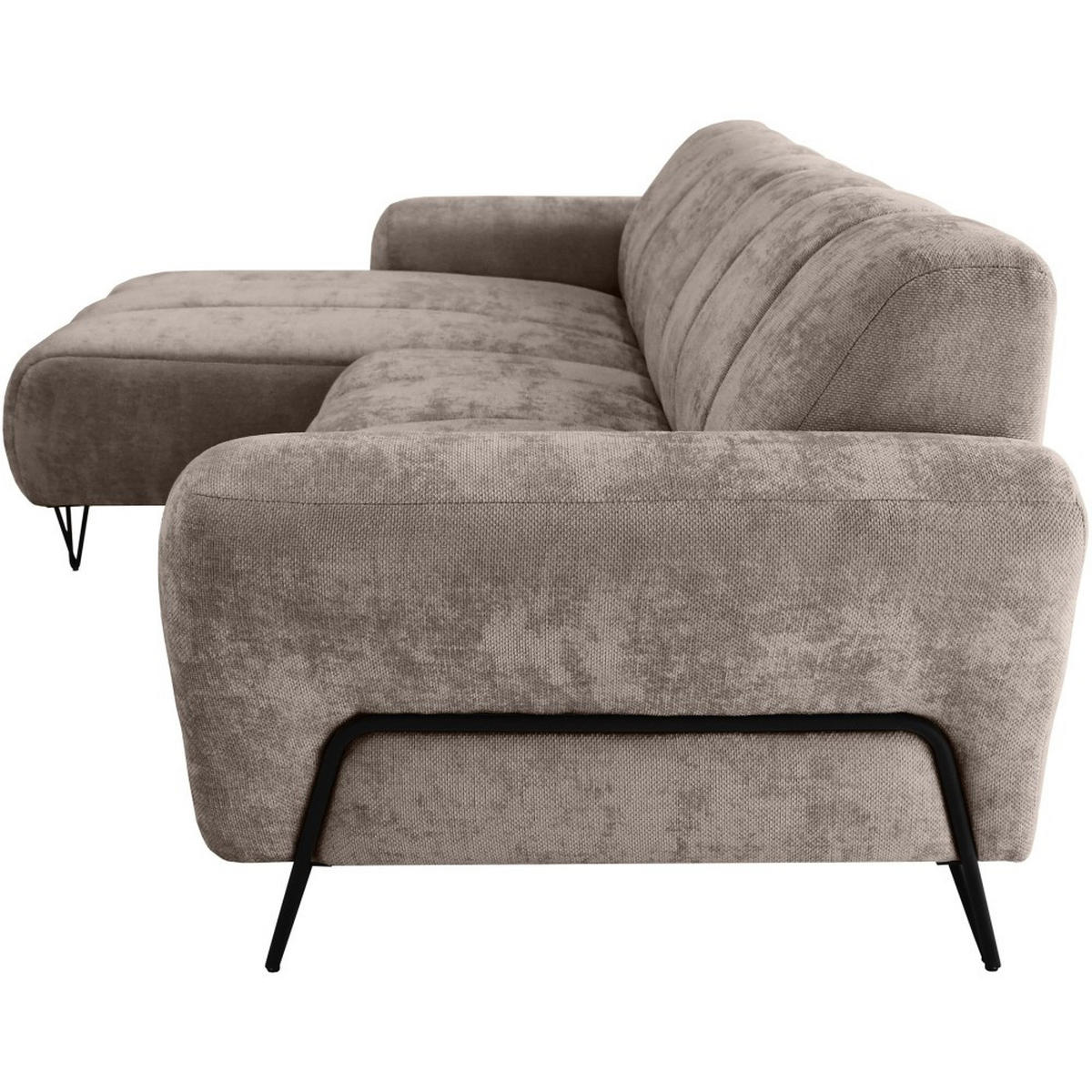 ECKSOFA Volare Mini ohne Schlaffunktion braun links, Vega-Stoff - Schwarz/Braun, Textil/Metall (256/165cm) - Beautysofa