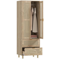 KLEIDERSCHRANK DE-17216 2 Rotting-Türen & 2 Schubladen Natur - Naturfarben, Holzwerkstoff (47/185/63cm) - ComfortXL