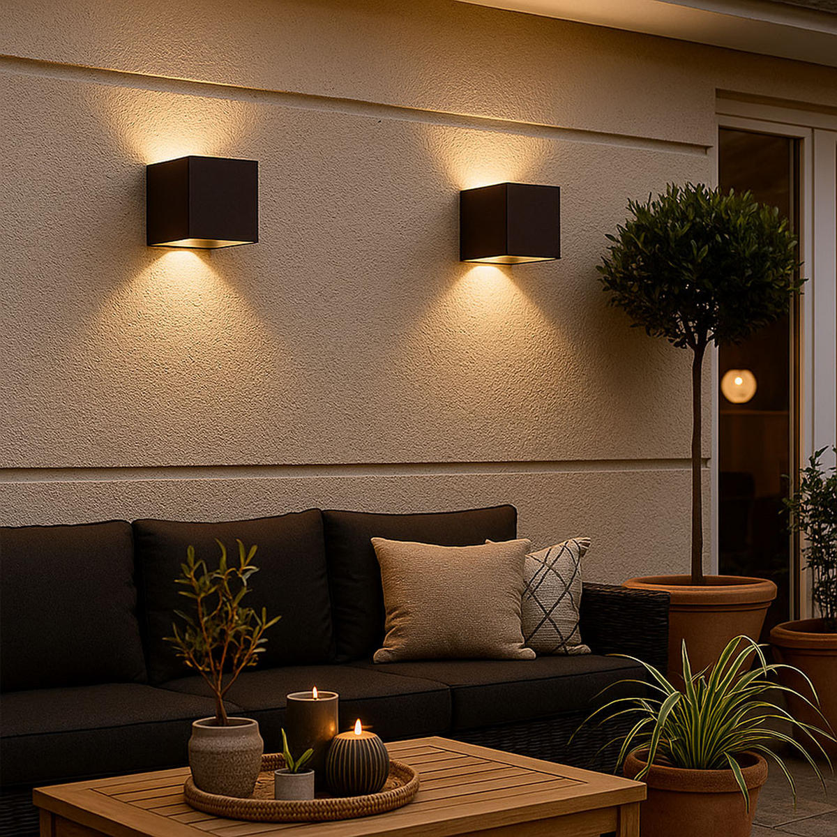 LED AUSSEN-WANDLEUCHTE Rostoptik Braun - Braun, Glas (10/10/10cm) - Globo Lighting