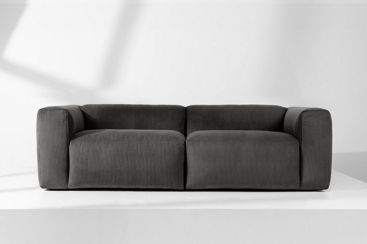 2,5-SITZER-MODULSOFA BUFFO mit extrem weicher und bequemer Sitzfläche, Kordstoff, grau - Grau, Textil (250/73/96cm) - KONSIMO®