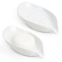 SEIFENSCHALE 2er-Set Blattform Weiß Porzellan - Weiß, Keramik (8.5/1.5/13.5cm)
