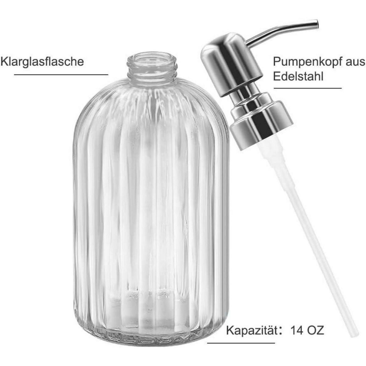 SEIFENSPENDER Glas mit Edelstahlpumpe Transparent - Transparent, Glas (6.6/18.5/6.6cm)