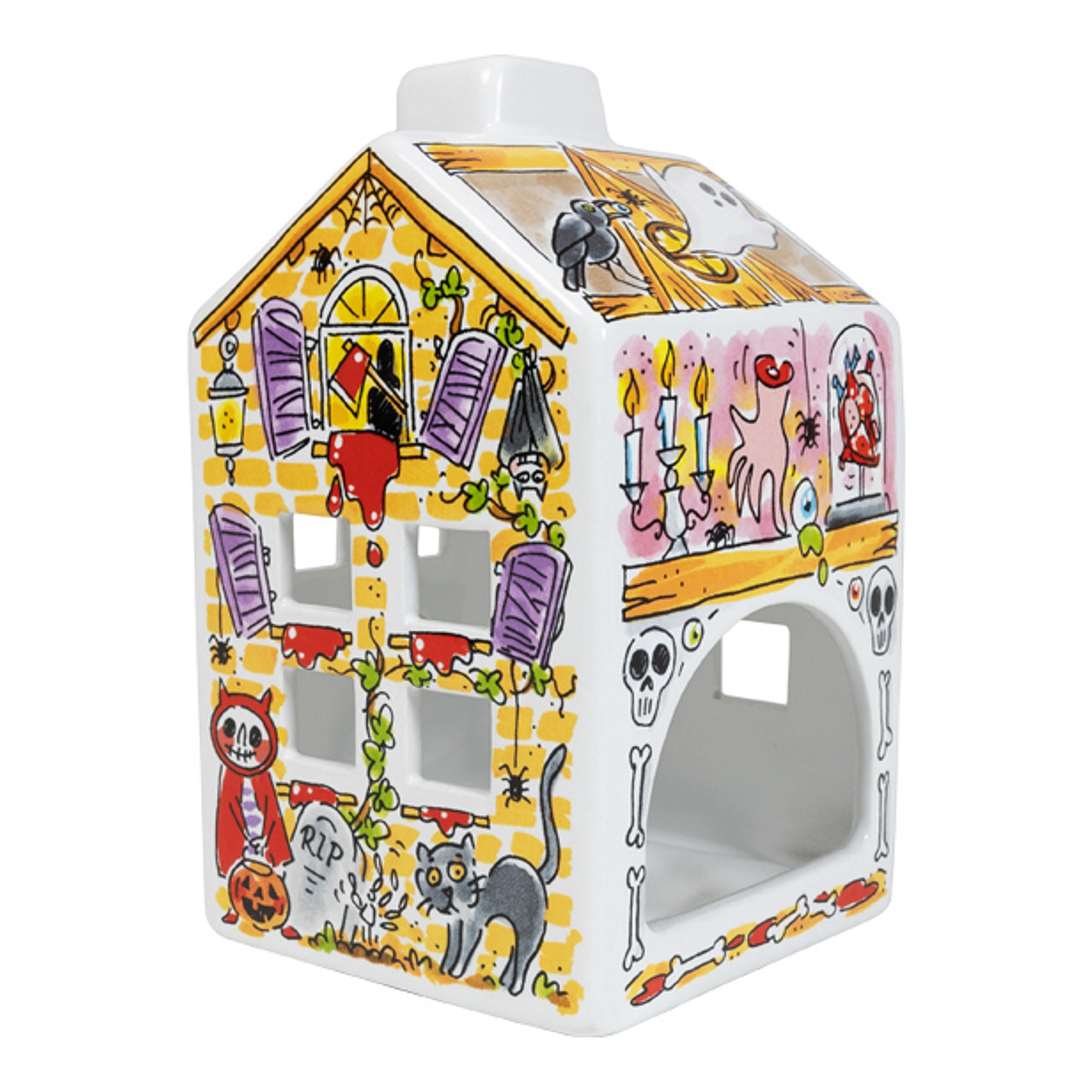 TEELICHTHALTER Halloween in Bunt - 14,5cm - Multicolor, Keramik (8.5/14.5/8.3cm) - Blond Amsterdam