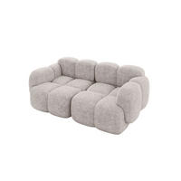 2-SITZER modulares Sofa Miko-S1 214x118x75 cm Hellgrau Velours - Hellgrau/Schwarz, Holzwerkstoff/Kunststoff (214/75/118cm) - ALTDECOR