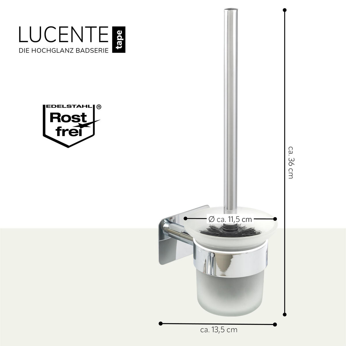 WC-GARNITUR LUCENTE TAPE, Edelstahl - Chromfarben, Metall (11.5/36/13.5cm) - bremermann