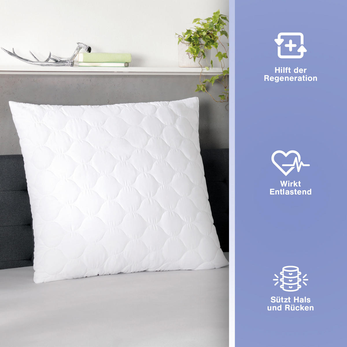 KOPFKISSEN Mikrofaser 80x80 cm - Weiß, Kunststoff/Textil (80/80cm)