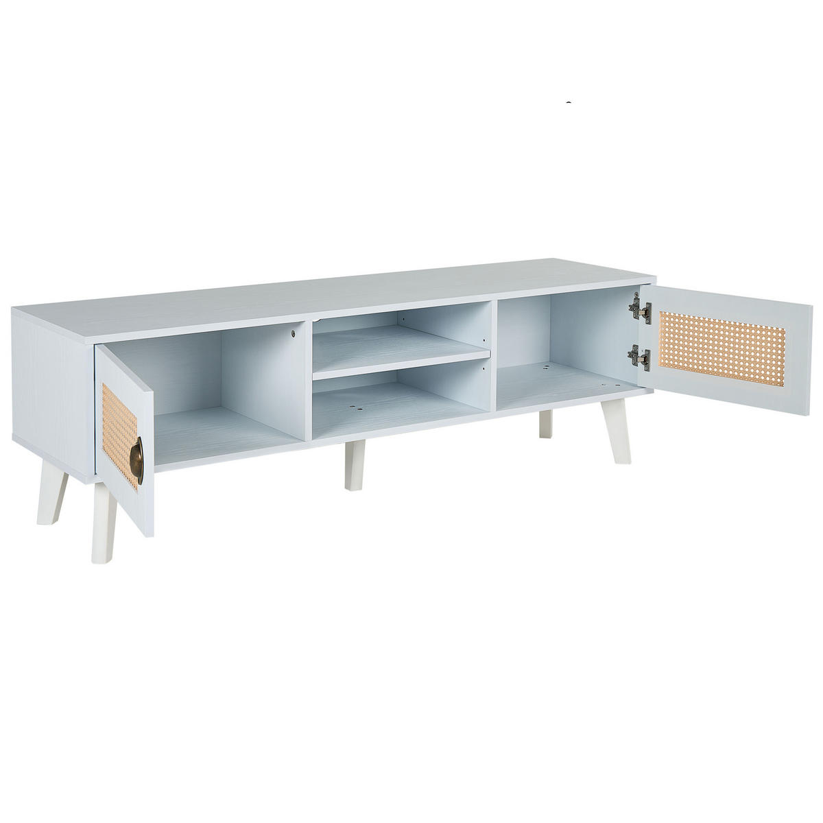 TV-MÖBEL Weiß, Beige PARTON 39/140/45 cm - Weiß, Holzwerkstoff (140/45/39cm) - Beliani