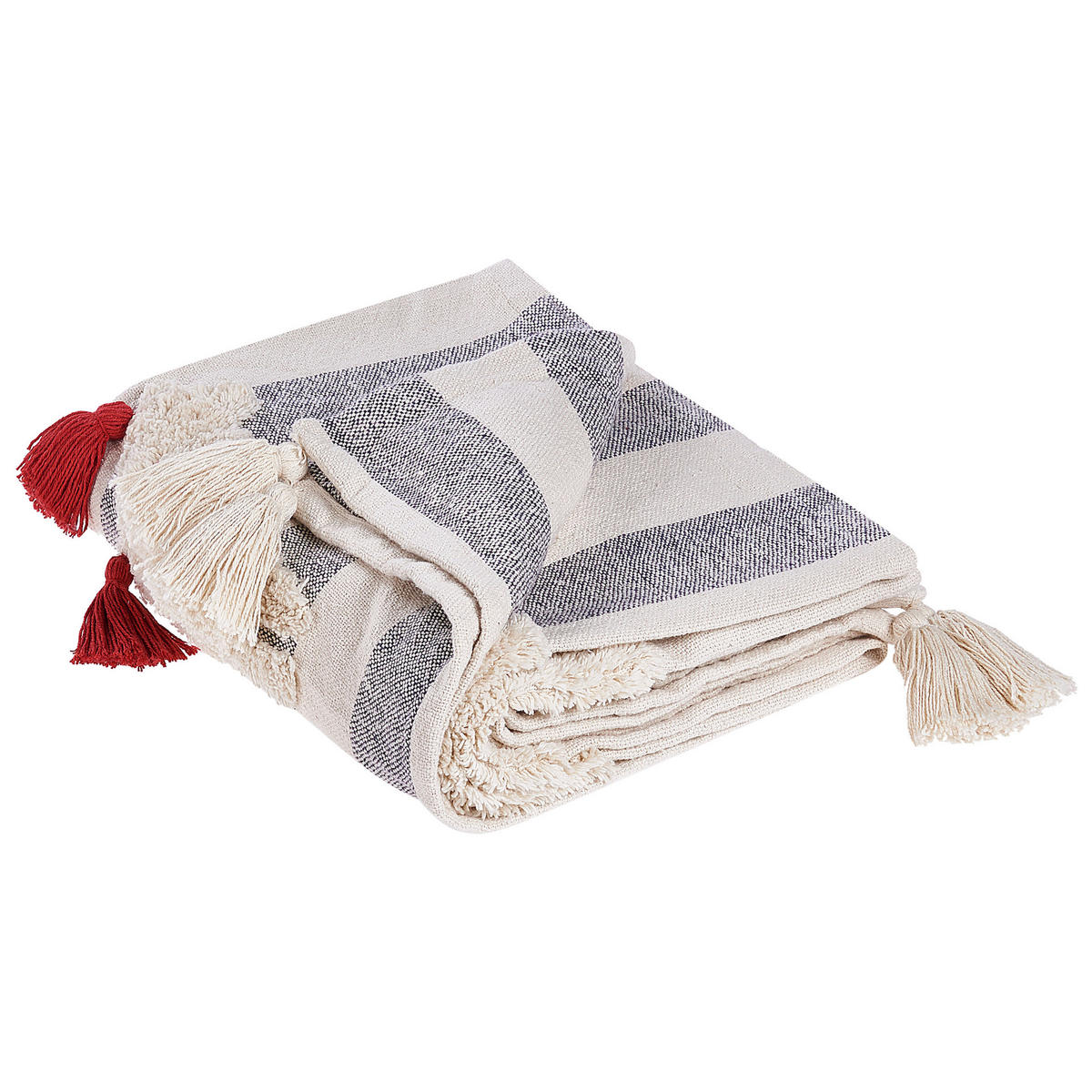 DECKE Weiß Namtar 125/150 cm - Weiß, Naturmaterialien/Textil (125/150cm) - Beliani