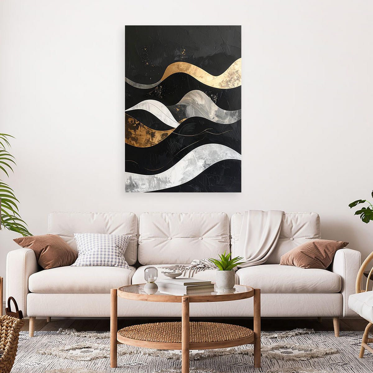 LEINWANDBILD Abstraktion 70x100cm - Schwarz, Textil (70/100cm) - Feeby