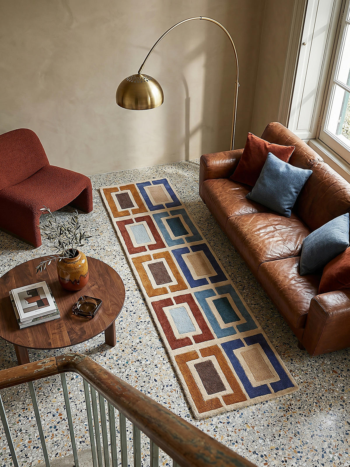 WOLLTEPPICH DERWENT, geometrisch, Blau-Bunt, 60 x 230 cm - Multicolor, Textil (60/230cm) - KADIMA DESIGN