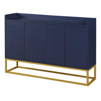 SIDEBOARD MARINEBLAU, 4-TÜRIGER BUFFETSCHRANK, GRIFFLOSES DESIGN, MDF/SPANPLATTE, FÜR ESSZIMMER UND WOHNZIMMER, 120/30/80 cm - Blau, Holzwerkstoff (30/80/120cm) - Rolipo