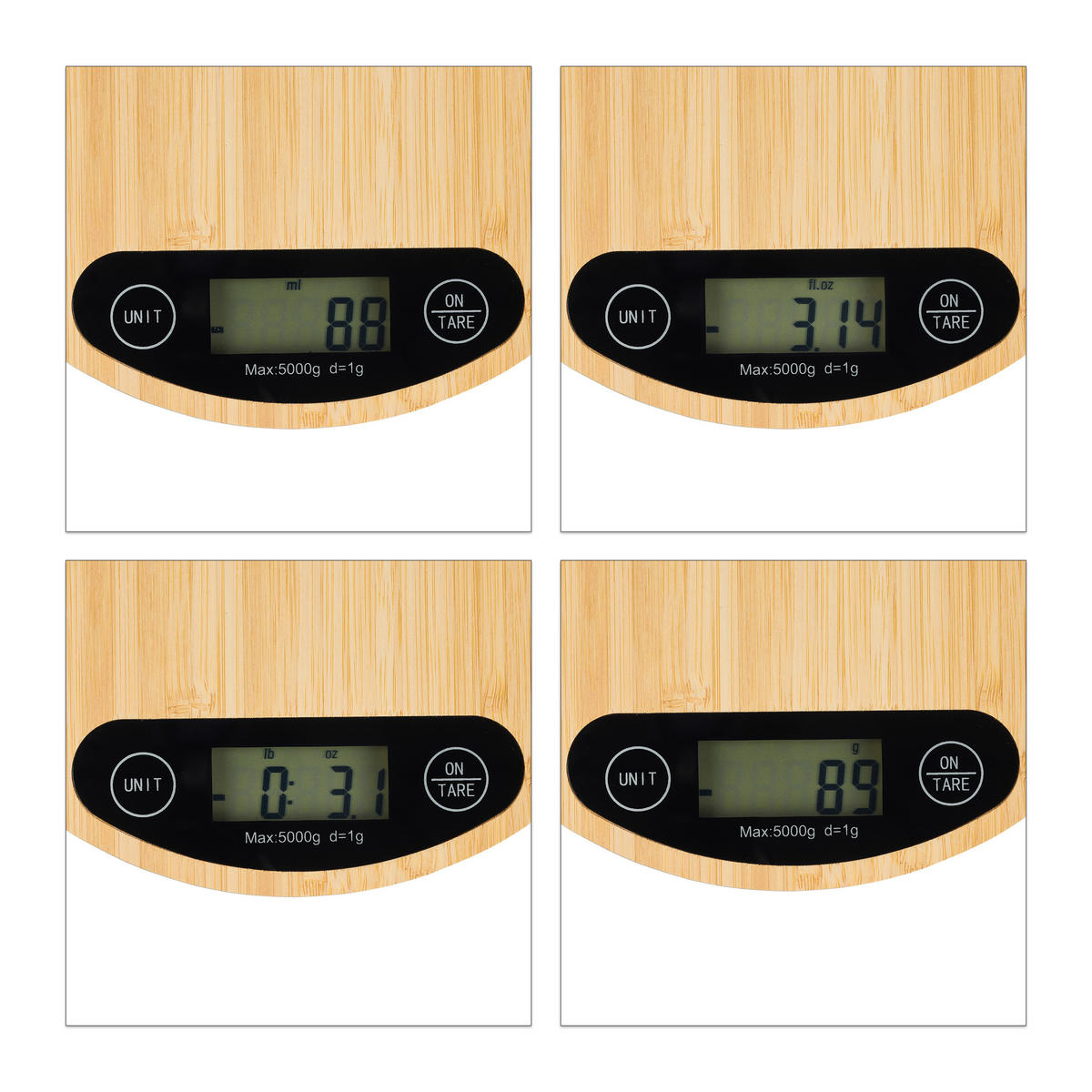 KÜCHENWAAGE - Hellbraun, Holz/Kunststoff - Relaxdays