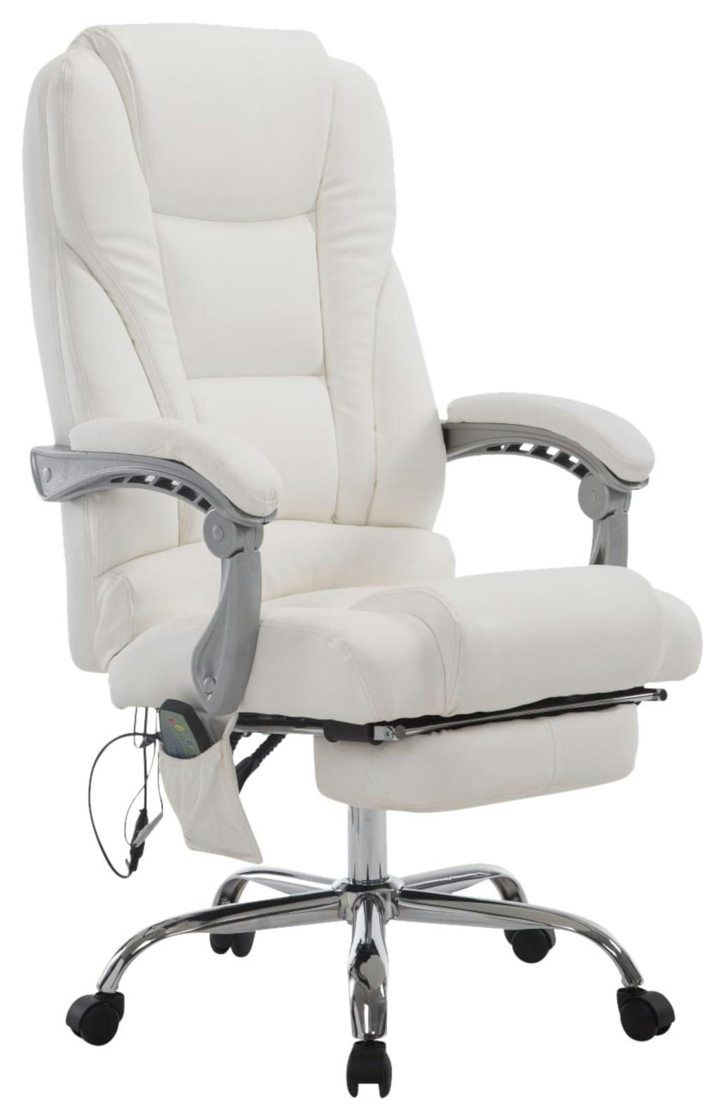 CHEFSESSEL Lederlook weiß - Weiß, Textil/Metall (68/118/64cm) - CLP