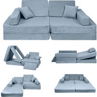 KINDERSOFA Cordsamt Türkis - Türkis, Textil (160/24/80cm) - AngeLove