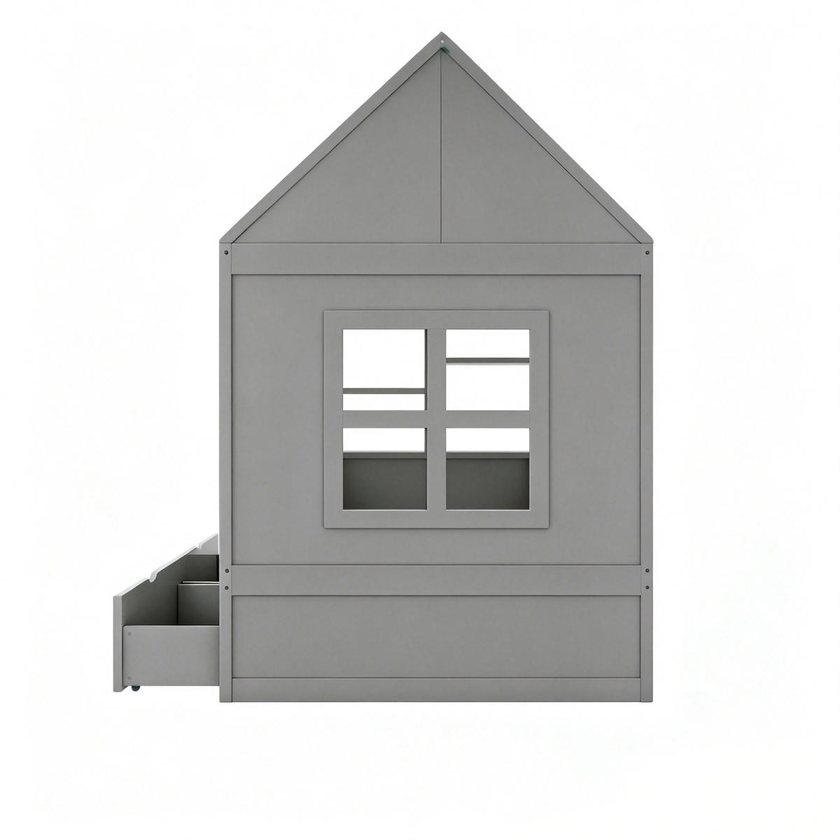 KINDERBETT 90x200 Hausdesign LED Schubladen Grau - Grau, Holz (90/200cm) - FLIEKS