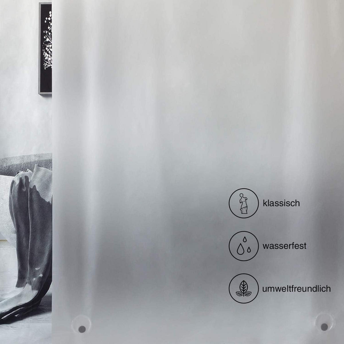 DUSCHVORHANG mattglasartig 120 x 180 cm - Transparent, Kunststoff (120/180cm)