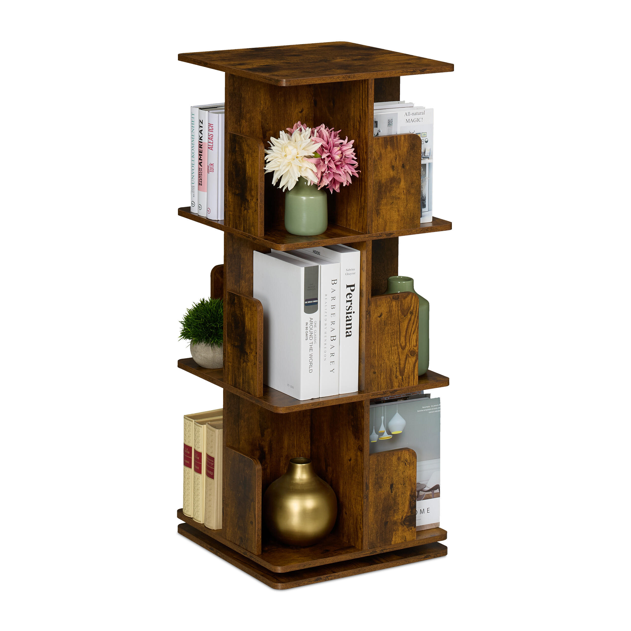 BÜCHERREGAL - Braun, Holzwerkstoff/Metall (39/95/39cm) - Relaxdays