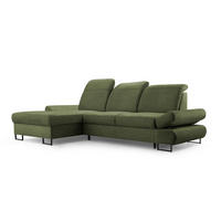 ECKSOFA NANO Grün Velours-Stoff mit Schlaffunktion - Grün, Holz (265/156cm) - MASSENO