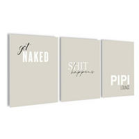 BILDERSET 3er-Set 30x40 cm Sprüche Badezimmer beige - Beige, Kunststoff (30/40cm) - artissimo